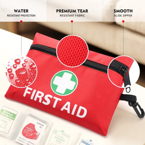 ABXMAS Mini First Aid Kit for Minor Cuts, Scrapes, Sprains, Burns, 194Pcs Portable Compact First Aid Kit for Home, Car, Travel, Camping and Outdoor Emergencies, Small Size Trauma Kits