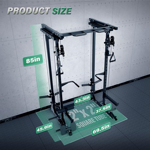 MAJOR FITNESS Drone3 Power Cage - Multi-Function Power Rack for Home Gym, Squat Rack with Pull-up Bar, Cable Crossover System, J-Hooks, for Strength Training, Heavy-Duty Steel Construction