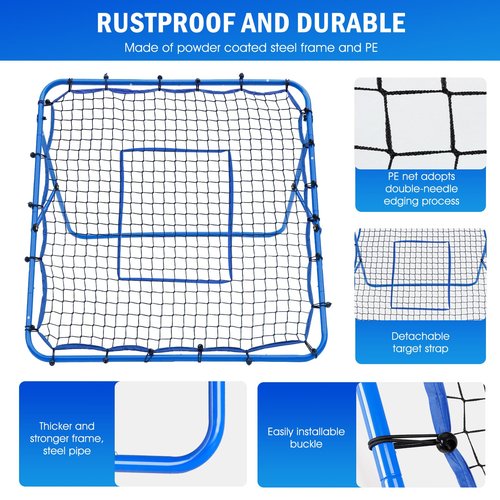 Volleyball Rebounder Net, Soccer Baseball Rebound Pitchback Net, 4x4ft Adjustable Target Practice Nets, Easy Setup Softball Bounce Back Trainer Equipment, Improve Sport Training Skills for Backyard