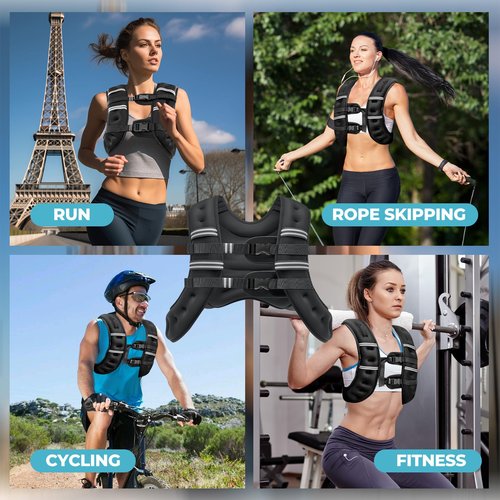 Weighted Vest, 12lb Weight Vest with Reflective Stripes for Men Women, Two Adjustment Straps for Workout, Strength Training, Running, Fitness, Muscle Building, Weight Loss (12lb)