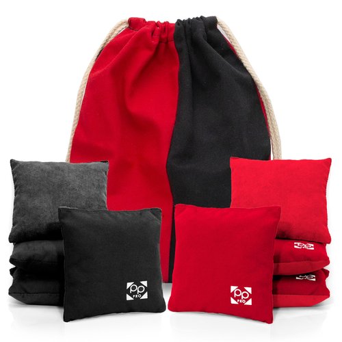Play Platoon Professional Cornhole Bags - Set of 8 Regulation All Weather Two Sided Improved Bean Bags for Pro Corn Hole Game - 4 Red & 4 Black