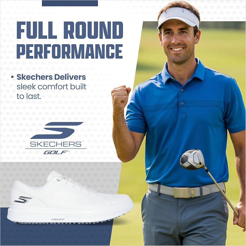 Skechers GO GOLF Drive 6 Waterproof Leather Golf Shoes - White 8