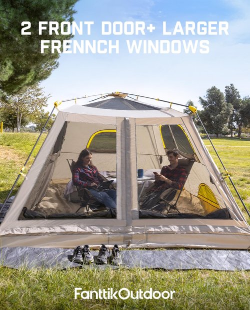 FanttikOutdoor Zeta C10 Air Camping Tent, Lightweight 10 Person Instant Cabin Tent Setup in 60s, 20% Lighter, Ultralight with Carry Bag for Family Camping & Hiking, Upgraded Ventilation