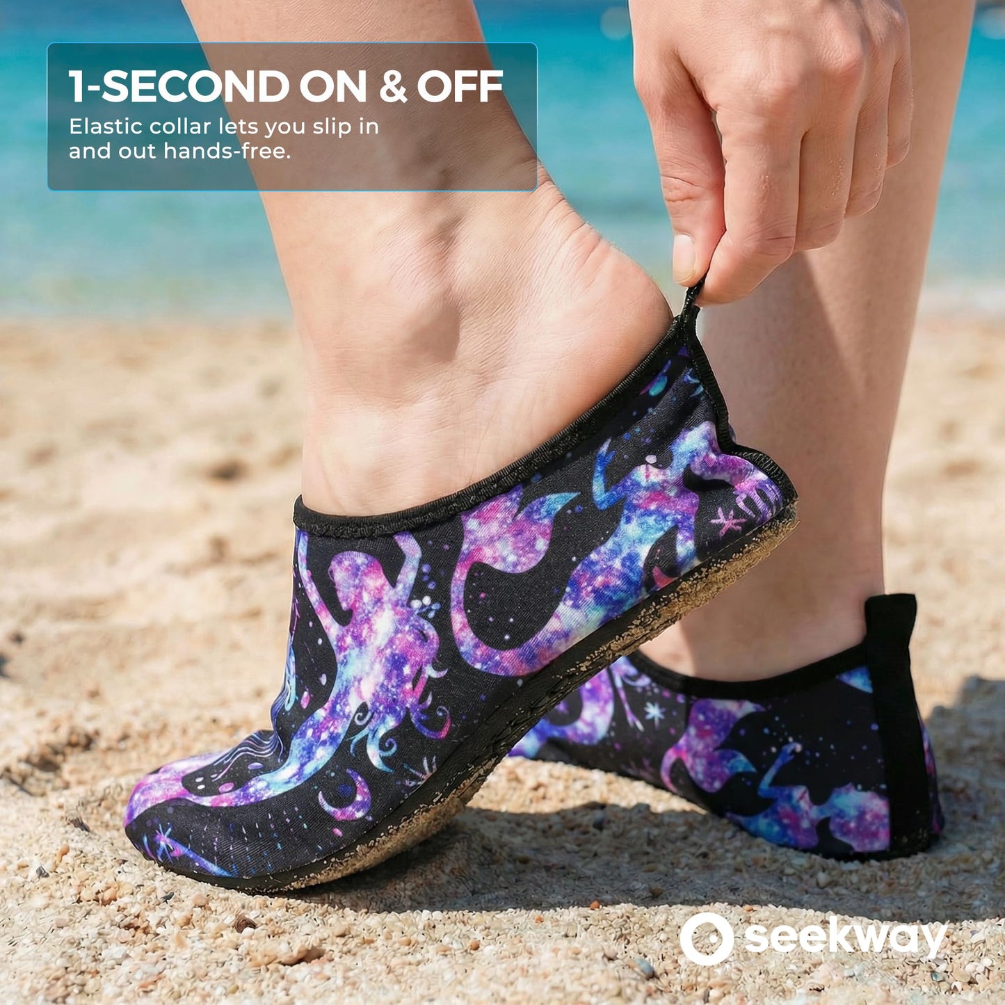 SEEKWAY Water Shoes Women Men Adult Quick-Dry Aqua Socks Barefoot Non Slip for Beach Swim River Pool Lake surf Black SK002(U)