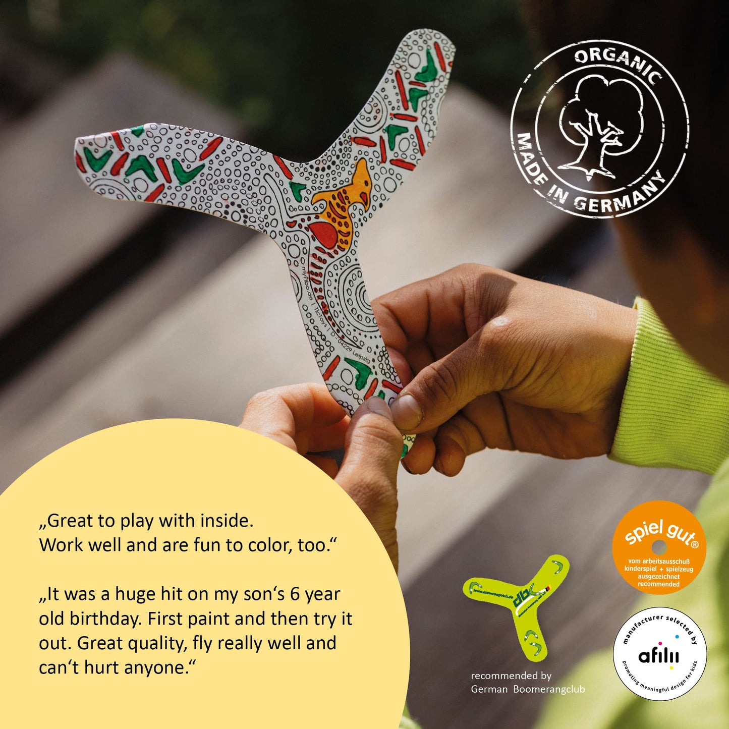 MYFIBO Boomerang for Beginners, Girls and Boys - Design and Style Yourself, Perfect for Indoor and Outdoor Use - 4 Pack Set