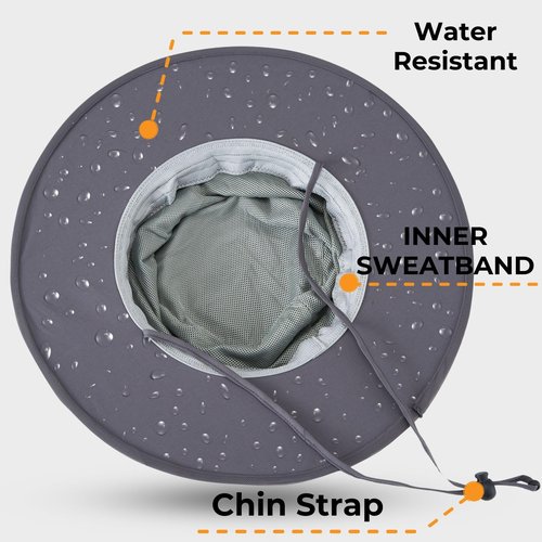 Flammi Mosquito Head Net Hat Fishing Hat w/Head Net UPF 50+ Sun Protection Safari Boonie Hat Cap Outdoor for Men/Women (Dark Grey)