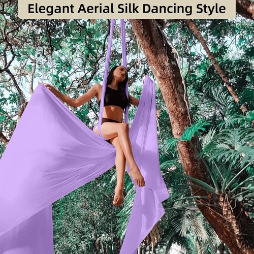 PRIORMAN Aerial Silk Set, Premium 9 Yards/8.2m Pro 40 Denier Nylon Medium Stretch Fabric Silks, Heavy-Duty Fitness Hammock Perfect for AntiGravity Hammock Yoga Training & Dance Circus Performances Includes Hardwares & Daisy Chains