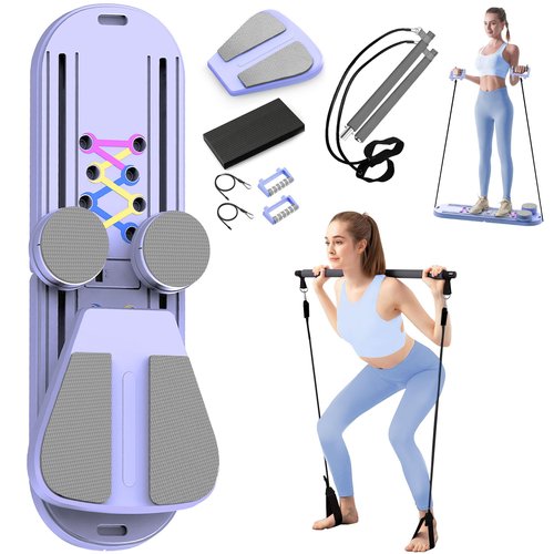 Pilates Reformer Set, Multifunctional Pilates Board for Home Workout, Core and Abdominal Training, Pilates Board for Women and Beginners,Purple