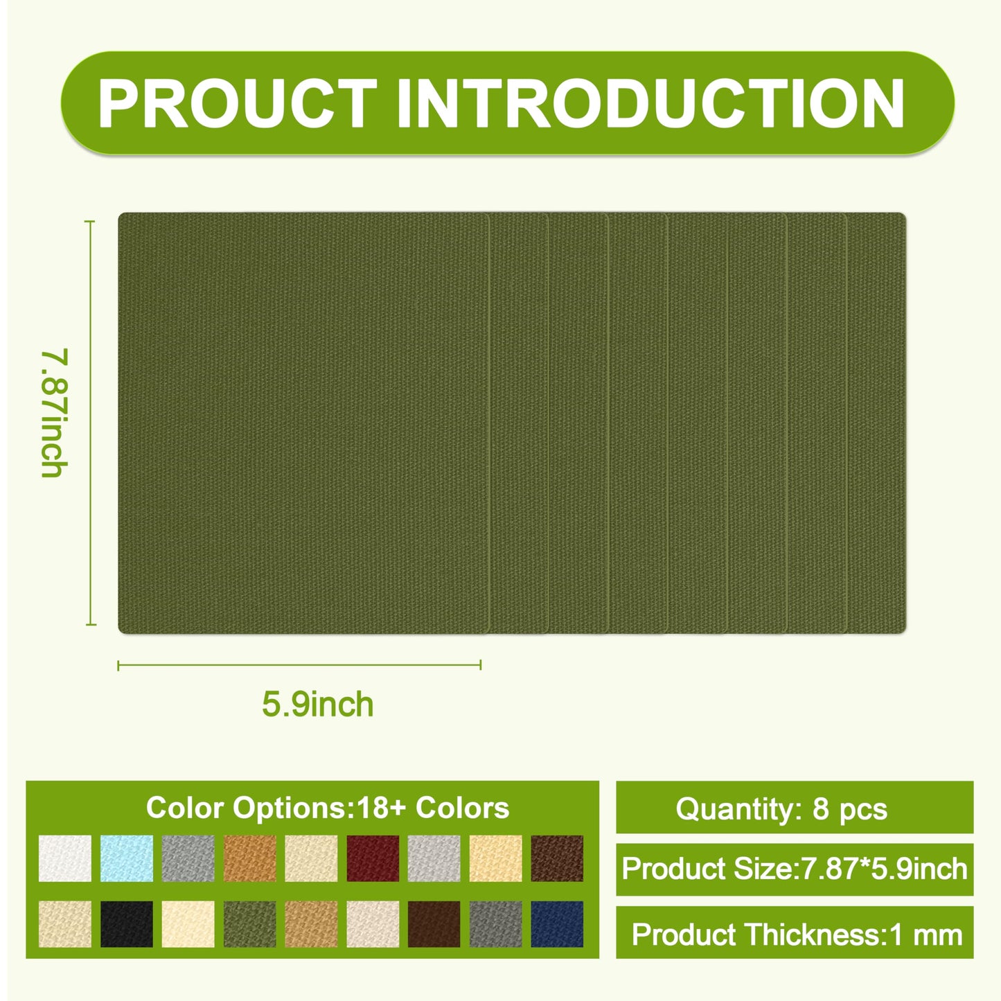 Besezx Canvas Repair Patch,Outdoor Gear Patch, 7.87x5.9 Inches 8PCS,Waterproof Self-Adhesive Fabric Repair Tape for Repairing Boat Covers,Sun Shades,Sofas,Tents,Lounge Chairs,Awnings (Army Green)