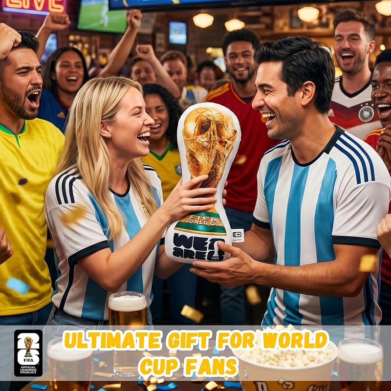 MESUCA FIFA World Cup 2026 Trophy Plush Pillow - 19 Inch, Golden Variation