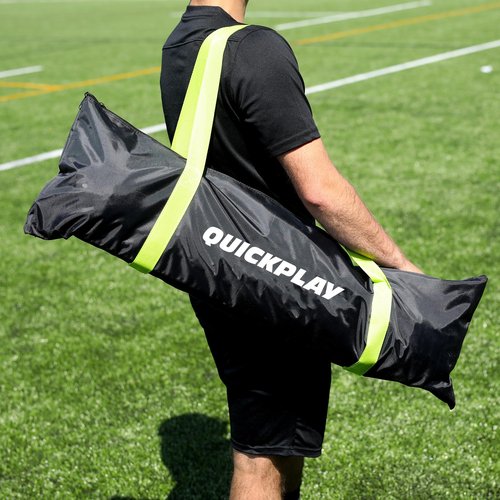 QUICKPLAY Kickster Elite Soccer Goal 12x6' | Ultra Portable Indoor & Outdoor Football Goal Features Weighted Base [Single Goal]