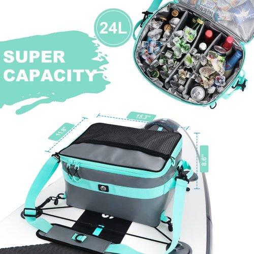 YVLEEN Waterproof Paddle Board Cooler Bag, 25L Capacity, Gray, PVC Material, Multi-Functional Design