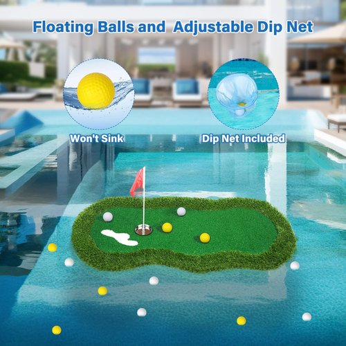 Mosoyolo Floating Golf Green for Pool Large Size 47" x 24" Floating Putting Green for Pool Designed for Golfers to Compete and Improve Their Skills in The Pool or Outdoors