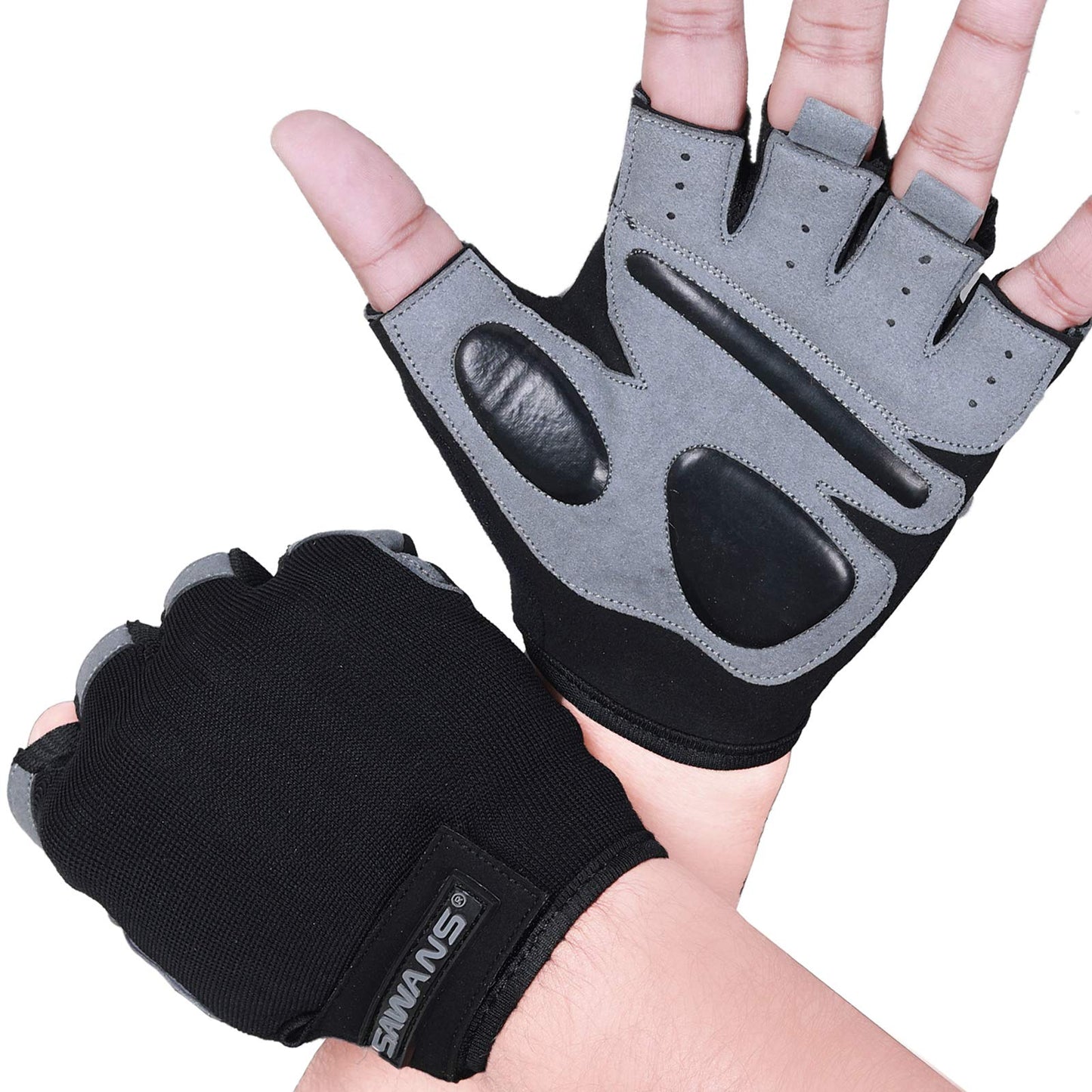 SAWANS Fitness Workout Gloves Gym Weight Lifting Gloves for Men Women Breathable Gymnasium Wrist Support Padded Deadlifts Exercise Training Pull Ups (Short Wrist, M)