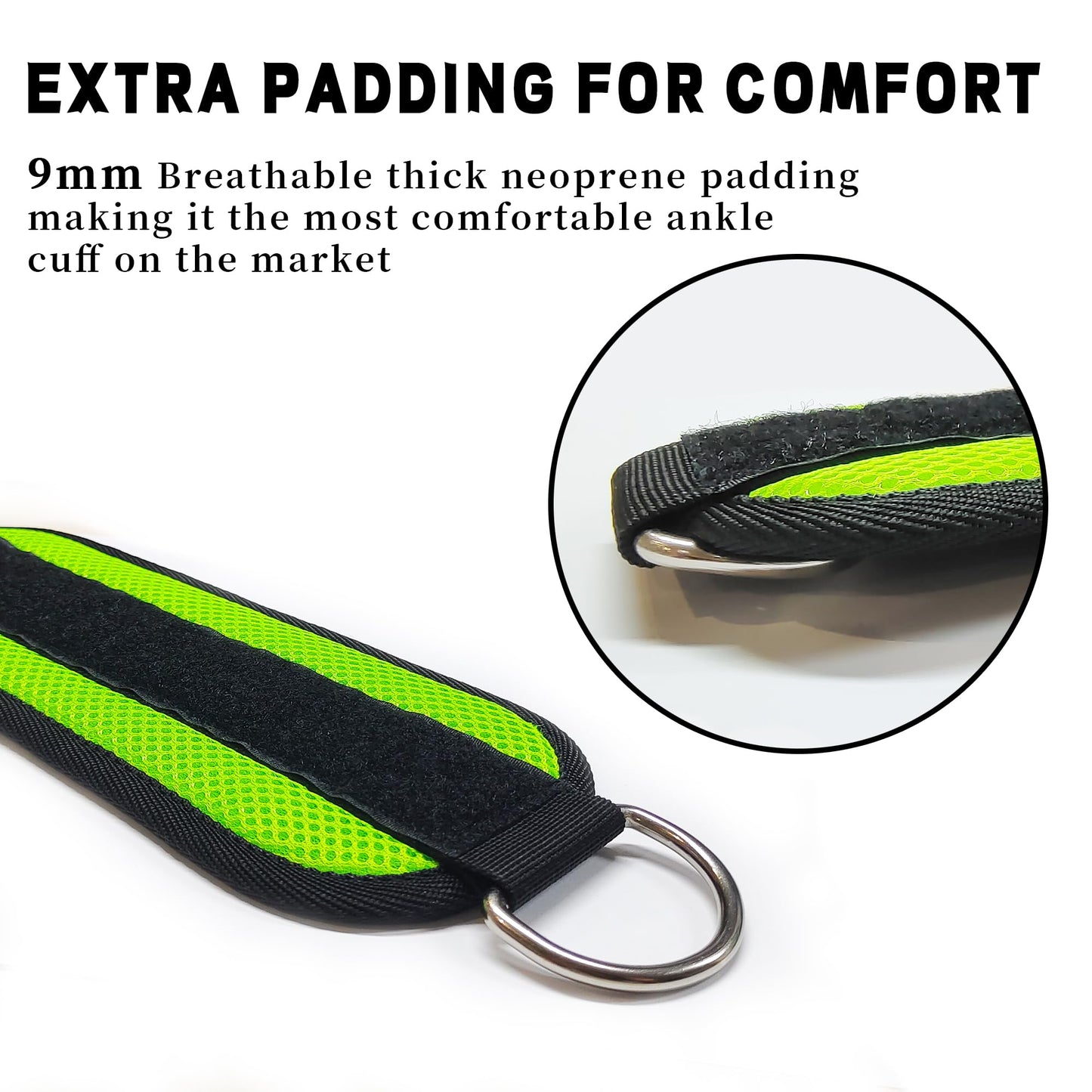 Langmeil 2Pack Comfortable Ankle Strap for Cable Machine, Fitness Work Out Cuff Attachment for Home & Gym, Booty Workouts Kickbacks, Leg Extensions, Hip Abductors Men Women(Green)