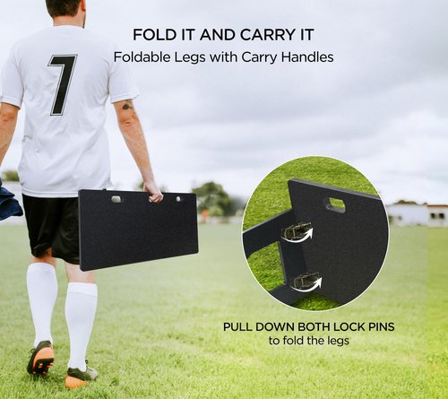 ZivPlay Soccer Rebounder Board Soccer Training Equipment Portable Wall Trainer for Kick Back Practice with 2 Ball Rebound Angles Includes Sand Bag 32 x 12 Inch