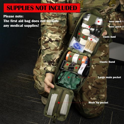 Tactical MOLLE Rip-Away EMT Medical First Aid IFAK Lifesaving Pouch,Outdoor Medical Package,Mountaineering/Climbing Rescue Tools Package Made of 600D Waterproof Fabric (Red)
