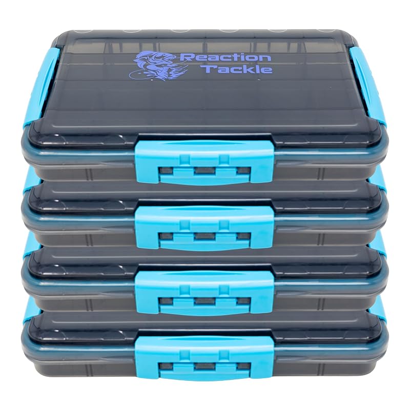 Reaction Tackle 3600 4-Pack Tackle Trays with Gasket Seal, 3 Clips, Removable Dividers