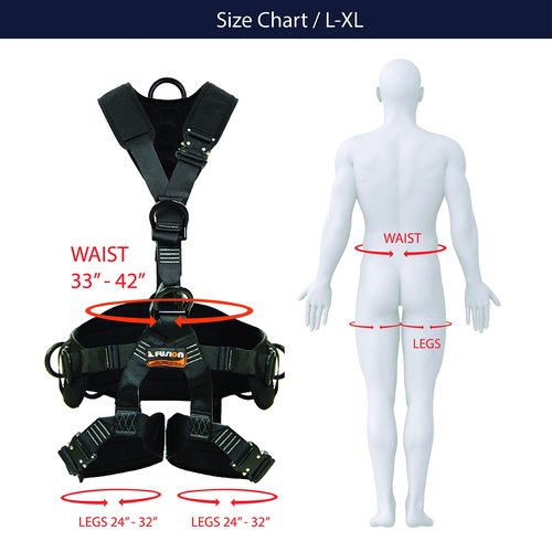 Fusion Climb Tac-Rescue, Construction Harness - Full Body Harness with 3D EVA Foam Padding, 6 D-Ring Points, and Quick-Release Steel Buckle Safety Harness OSHA & ANSI Compliant for Tree Work Rock Cl