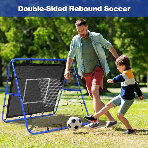 BAGAIL Soccer Rebounder Net, 4 x 4 Ft Pitch Back Baseball Softball Rebounder, Angle Adjustable Rebound Net for Control, Passing Practice, Easy Setup Bounce Back Net Gifts for Training - Blue