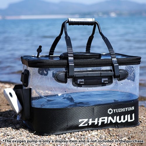 Fishing Bucket Foldable, Live Bait Bucket 6GAL with Breathable Skylight & Aeration Hole, Multi-Functional Live Fish Container for Fishing, Camping, Moving, Thickened EVA & Comfortable Handle