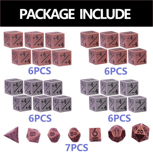 31 PCS Metal MTG Dice Counter Set, Magic Dice Counter, -1/+1 Counter 6-Sided Dice Set with Mini Role Playing Dice Set for MTG, Dungeons and Dragon, TCG, Tabletop Card Game Accessories