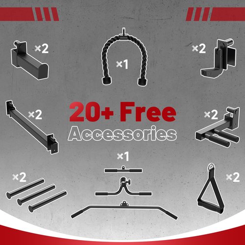 ARMAC Power Cage,1500lbs Multi-Function Power Rack with Adjustable Cable Crossover System and More Training Attachment, Weight Cage for Home Gym (Red01)