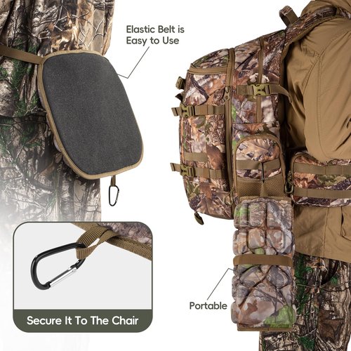 BLISSWILL Hunting seat Cushion，Stadium Cushion，100% Memory Foam Silent Lightweight for Camping, Hunting, Fishing，Camping，Outdoor（Super Camo-Timber）