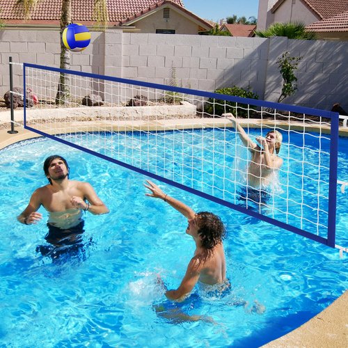 Upgraded Pool Volleyball Net, 15x3FT Pool Volleyball Net for Inground Pool Games for Adults and Family 2025 Summer Pool Floaties Party Gift, Thickened Borders, Metal Buckles