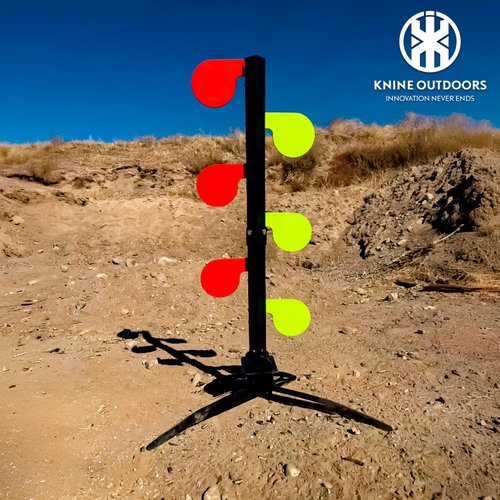KNINE OUTDOORS AR500 Dueling Tree Target Kit, 6-Piece 3/8" Thickness Steel Paddles in 6" Diameter, Steel Target for Shooting