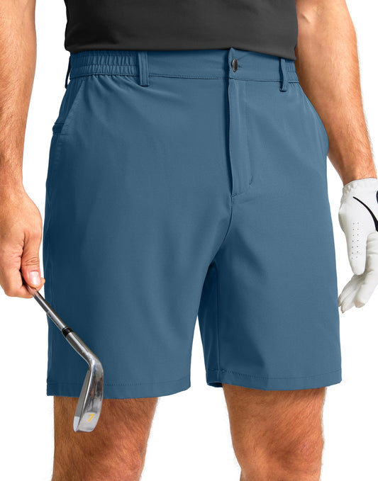 G Gradual Men's Casual Shorts 7" Lightweight Golf Shorts for Men Stretch with 3 Pockets Quick Dry Breathable Work Shorts Dusty Blue