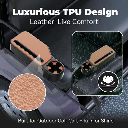 Upgraded Golf Cart Armrest with Cup Holder – Universal Fit for EZGO, Club Car, Yamaha – Waterproof, Golf Cart Accessories, Larger Armrest Area, No Drilling Required, Fits 1" & 1.25" Square Tubes