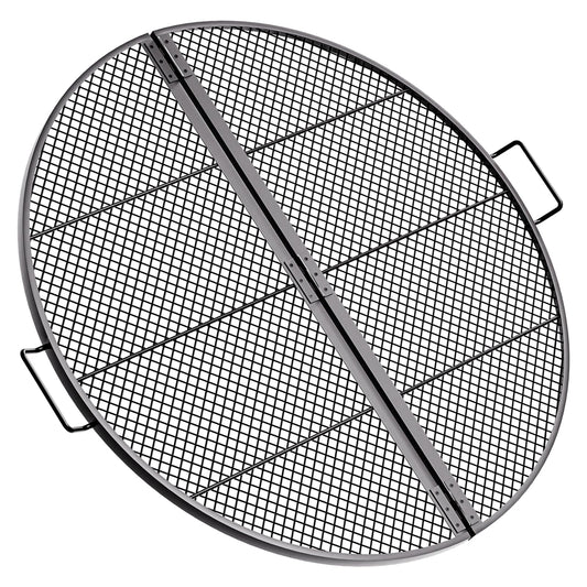 IDZO 36-Inch Foldable Fire Pit Grill Grate, Heavy-Duty Steel BBQ Grill, Cooking Grate with Handles, Portable Charcoal Grill for Campfire Cooking, Outdoor Stove Compatible, Black