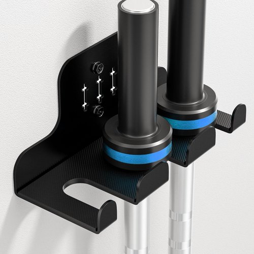 ZGJWJYUU Barbell Wall Holder,Olympic Hanger,Garage Gym Bar Wall Rack with 3 Bar Holders,Vertical Barbell Mount Rack,Space Saving Commercial or Home Gym Accessory,Holds Under 33mm Bar Size(Black)