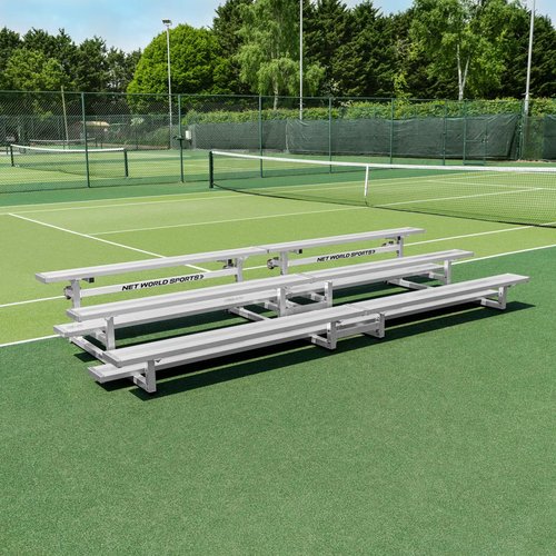 FORZA Heavy-Duty Mobile Bleachers [Optional Backrests] | Aluminum Seating for Sports Events | 2-Tier & 3-Tier Bleachers for Indoor & Outdoor Use (Without Backrest, 3-Tier, Double Bleacher)