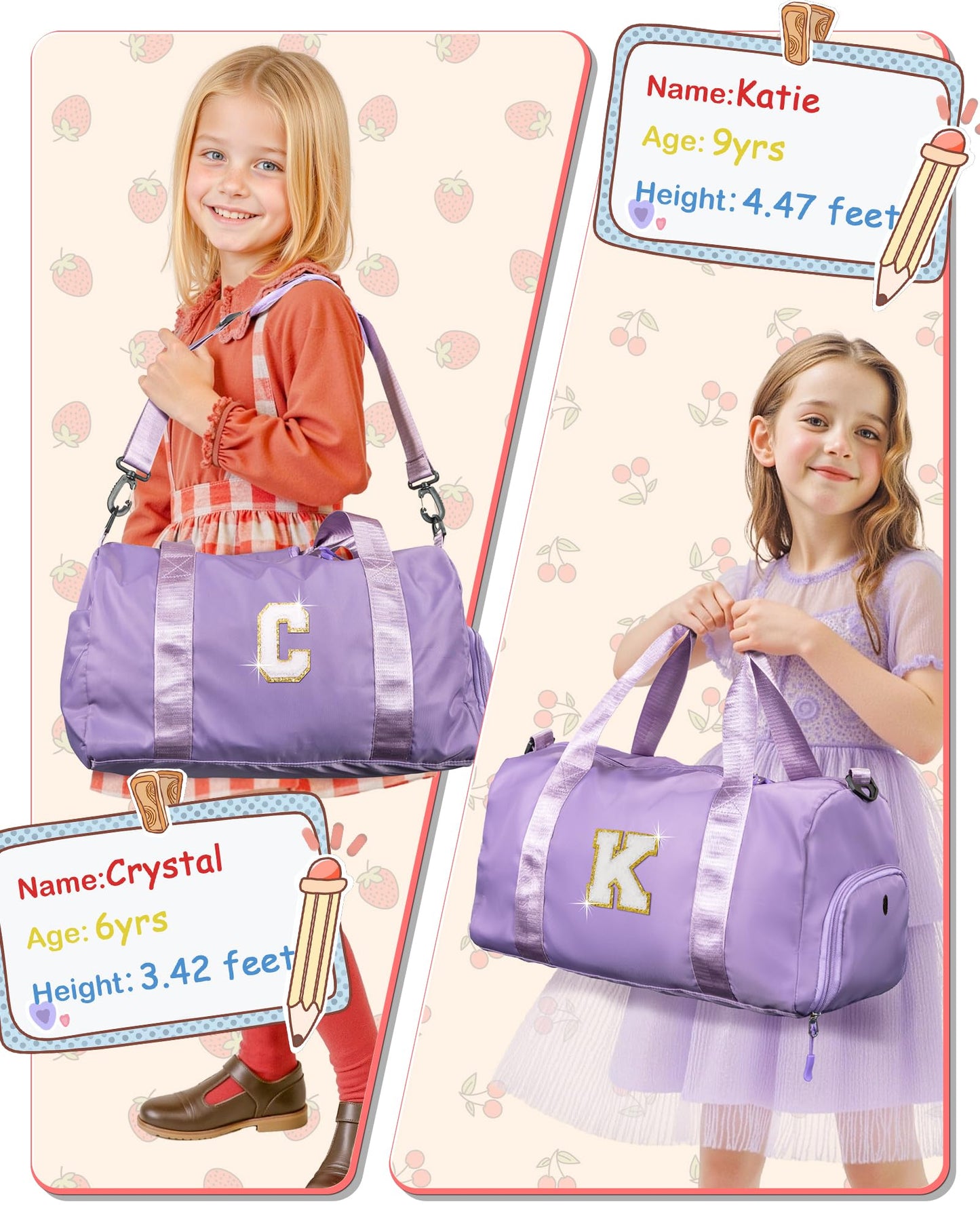 Vogewood Teen Girls Birthday Gifts-Girl Gym Bag with Shoe Compartment, Kid Personalized Weekender Overnight Bags, Initial Travel Tote with Makeup Pouch, Birthday Gift for Sister Daughter (Letter J)