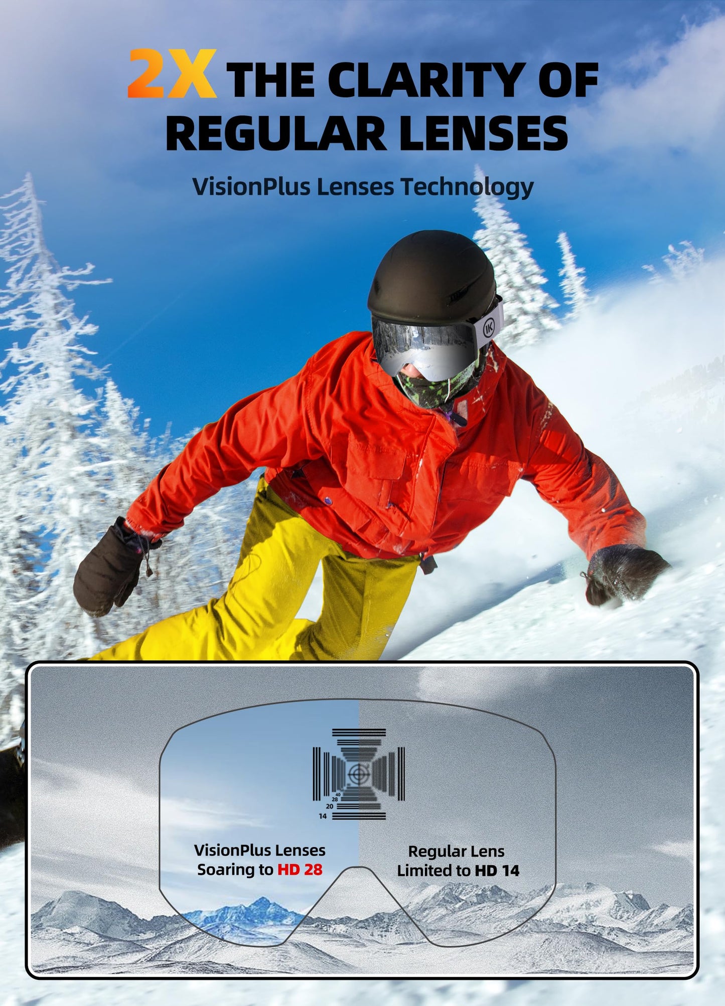 Innerking Ski/Snowboard Goggles SGS Approved for Men Women & Youth - OTG Snow Snowboard Skiing Goggles Anti Fog - 100% UV Protection