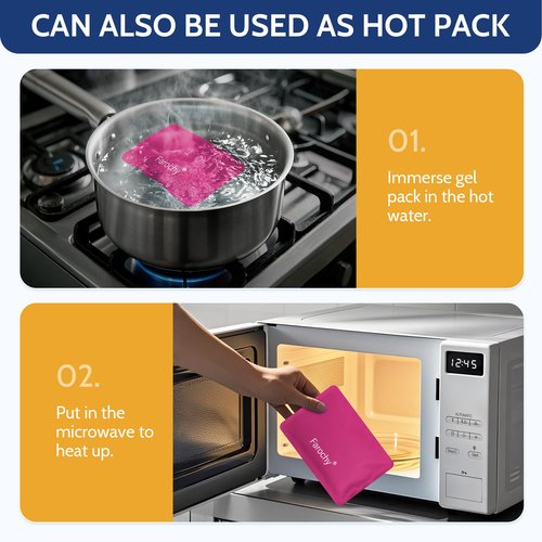 Farochy Reusable Ice Packs for Lunch Boxes - 4Packs Soft Ice Packs Freezer Packs for Cooler Gel Ice Packs, Keep Food Cold or Hot, Rosy