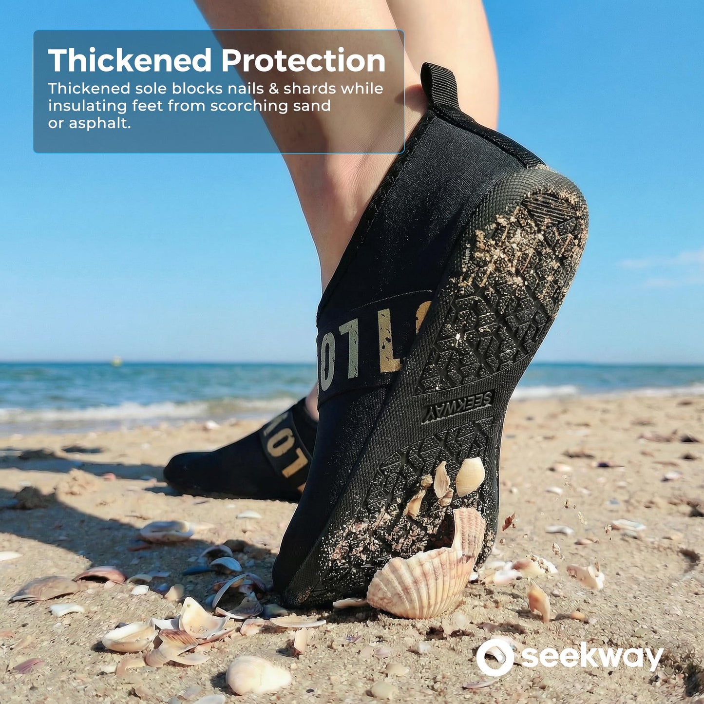 SEEKWAY Water Shoes Barefoot Aqua Socks Quick-Dry Non Slip Shoes for Beach Swim Pool River Boating Surf Women Men Golden SK002(U)