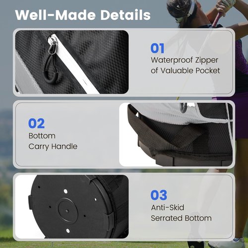 KOTEK Golf Cart Bag, 14 Way Organizer Divider with 9 Pockets, Cooler Bag, Rain Cover, Adjustable & Detachable Dual Shoulder Straps, Lightweight Cart Golf Bag for Men & Women (Grey)