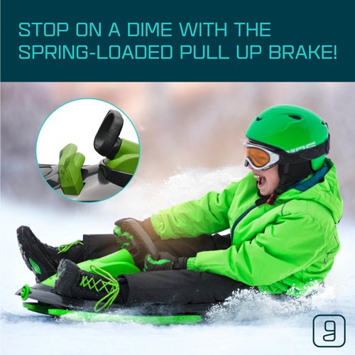 Gizmo Riders Stratos - 1-Person Racing Style Bobsled with Steering Wheel, Corrosion Free Plastic with Snap Together Assembly, Holds 250lbs, Ages 3 and Up (Mystic Green)