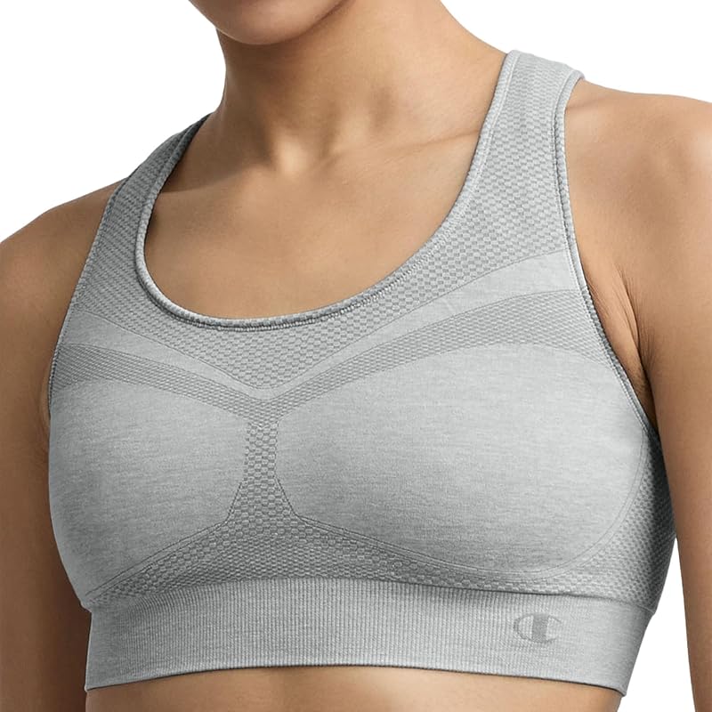 Oxford Gray Heather Champion The Infinity Racerback Sports Bra - Moderate Support, Seamless