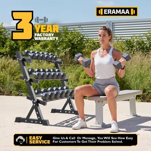 3 Tier Dumbbell Rack Stand Only(1100lbs), Adjustable Weight Rack Made with Heavy-Duty Hardened Steel, Space-Saving Design, Weight Storage Holder for Home Gym Dumbbells