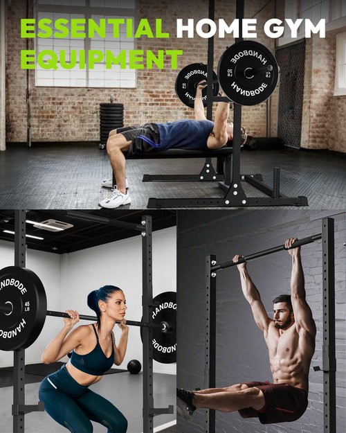 HANDBODE Power Cage with Pull Up Bar, Multi-Functional Squat Rack for Home Gym, Heavy Capacity Adjustable Power Rack Fit 6 FT, 7 FT Barbell, Weightlifting, Strength Training, Bench Press, Fitness