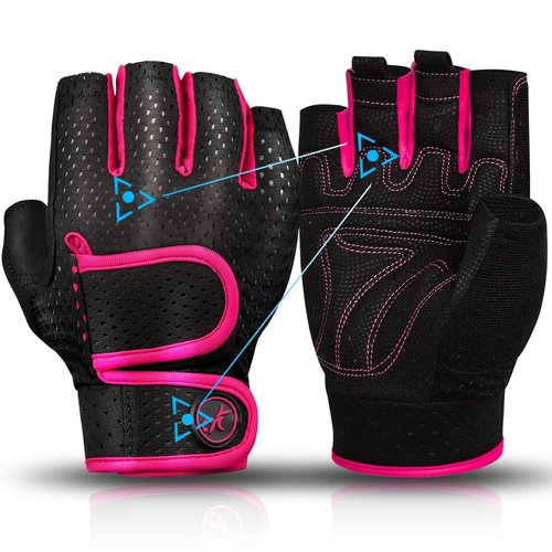 MOREOK Workout Gloves - Padded Weight Lifting for Men/Women, [3MM Gel] Fingerless Grip Gym Fitness Gloves Pink-S