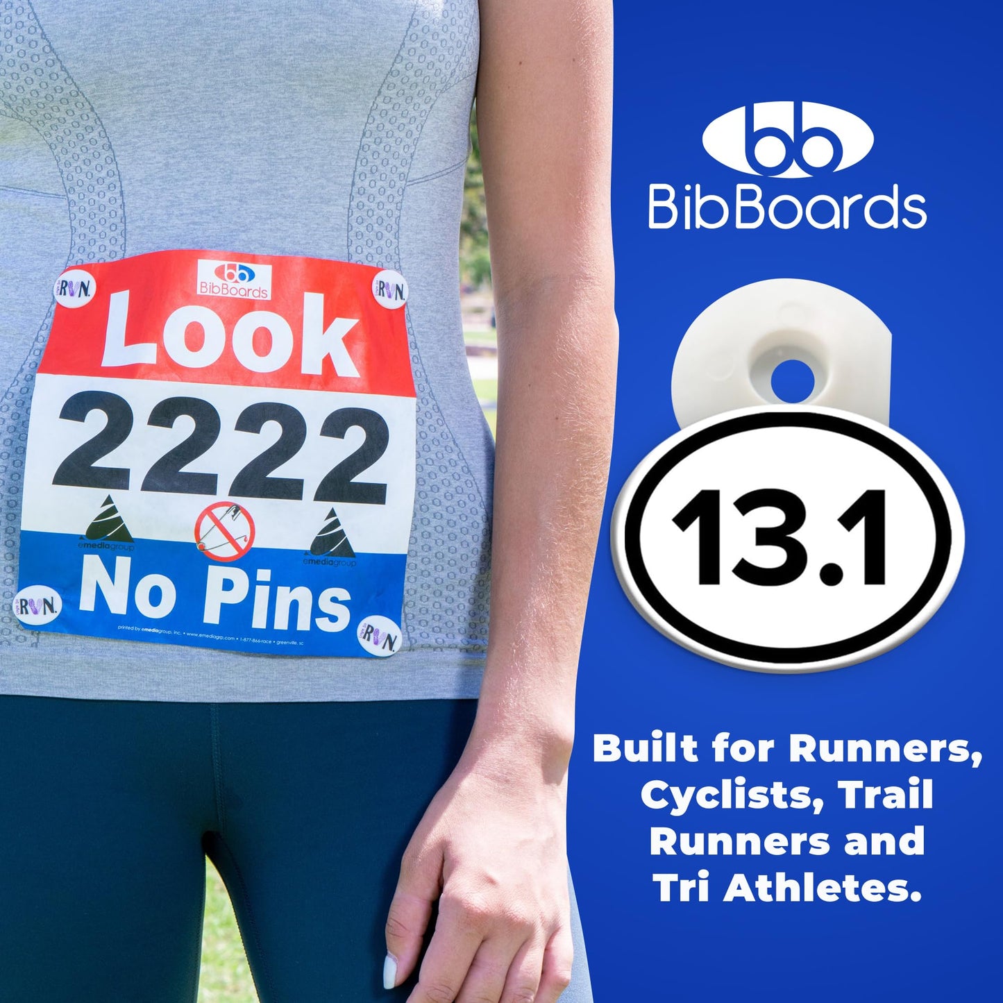BibBoards bibSNAPS Race Bib Clips, Standard, 4 Pack