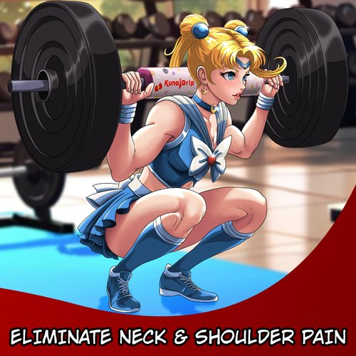 KunaiGrip Anime Barbell Pad - Non-Slip Foam Squat Pad with Safety Straps for Squats, Lunges & Hip Thrusts – Neck & Shoulder Support for Standard & Olympic Bars