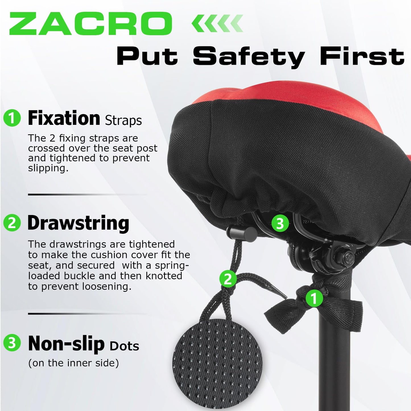 Zacro Bike Seat Cushion - Padded Gel Bike Seat Cover for Men & Womens Comfort, Compatible with Peloton, Stationary Exercise or Cruiser Bicycle Seats, 11 x 7 inches