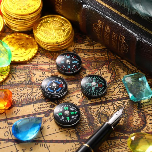 Relaxweex 100 Pcs Button Compass Bulk 20mm Mini Survival Compass Pocket Oil Filled Compass for Camping Hiking Boating Touring Outdoor Activities, 4 Styles