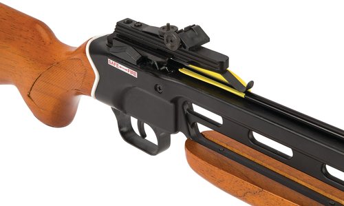 Avalanche® Trail Blazer Crossbow | 150-lb Draw Weight | Aluminum Frame | Wooden Rifle-Style Stock | Adjustable Aiming Sights | Mounting Rail | Tough Fiberglass Limb | Includes Two Bolts